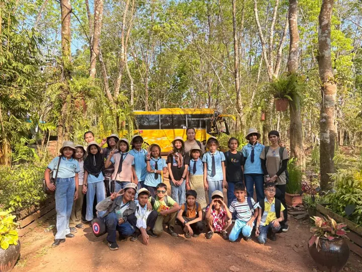 Students on a day trip in the forest